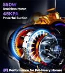 Cordless Vacuum Cleaner,Upgraded 550W 45KPA 60Mins Vacuum Cleaners for Home,Self-Standing Stick Vacuum with LED Display,8 in 1 Lightweight Anti-tangle Wireless Vacuum for Pet Hair Carpet Hard Floors