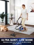 PKUYIE Canister Vacuum Cleaner, 40Kpa 1600W Cyclon Power Bagless Canister Vacuum Cleaners for Home, 3.7QT Large Dust Cup, Lightweight Vac for Hard Floors, Carpets, Pet Hair, Blue