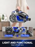 PKUYIE Canister Vacuum Cleaner, 40Kpa 1600W Cyclon Power Bagless Canister Vacuum Cleaners for Home, 3.7QT Large Dust Cup, Lightweight Vac for Hard Floors, Carpets, Pet Hair, Blue
