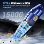 DBHAL Handheld Vacuum Cordless, 15000PA Powerful Suction Car Vacuum Cleaner Lightweight with Multi Accessories, Hand held Vacuum Cleaner Dust Busters Cordless Rechargeable for Car Home
