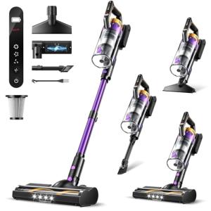 Rittvot Cordless Vacuum Cleaner for Home, 580W/48KPa Powerful Suction, 65 Min Runtime, Lightweight Stick Vacuum with Touch Screen & Wall Mount, Handheld Vacuum for Pet Hair, Carpet & Hard Floors