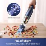 AIRWOX Cordless Handheld Vacuum, 12KPA High Power Hand held Vacuum with Brushless Motor and LED Screen, for Car and Home Cleaning