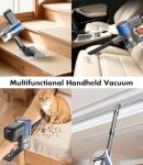 Cordless Vacuum Cleaner, 580W/50Kpa/50Mins Stick Vacuum for Home, LED Touch Screen, Anti-Tangle, Wall Mount Charging Lightweight Rechargeable Vacuum for Carpet Pet Hair Hardwood Floor Sky Blue