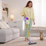 DUMOS Cordless Vacuum Cleaner, Lightweight Stick Vacuum Cleaners for Home, Powerful Suction & LED Lights Rechargeable Battery for Carpets, Pet Hair, Hardwood Floors