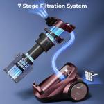 EDLOENS Canister Vacuum Cleaner, 45Kpa 1600W Bagless Canister Vacuum, 4Qt Large Dust Cup, Variable Speed Control, 5 Tools, Lightweight Canister Vacuum for Home, Pet, Carpet, Hard Floor, Red