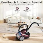 EDLOENS Canister Vacuum Cleaner, 45Kpa 1600W Bagless Canister Vacuum, 4Qt Large Dust Cup, Variable Speed Control, 5 Tools, Lightweight Canister Vacuum for Home, Pet, Carpet, Hard Floor, Red