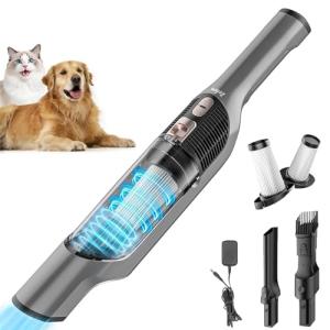 Zefiro Compact Powerful Cordless Handheld Vacuum, Rechargeable Portable Car Vacuum for Car & Pet Hair, 25000PA High Power Suction, XL Dust Cup, 2 Brushes & Filters, Long Runtime with Charger