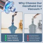 MZGO Cordless Car Vacuum Cleaner - Portable Handheld Vacuum with 90° Adjustable Handle,120W / 15000Pa Rechargeable Mini Dust Buster for Cars,Carpets and Pet Hair