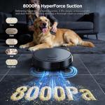 UMMUND Robot Vacuum and Mop Combo, 8000Pa Strong Suction 2 in 1 Vacuum Robot with Mopping, with Schedule, Wi-Fi/App/Remote, Self-Charging, Slim, Ideal for Hard Floor, Pet Hair, Low-Pile Carpet
