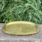 Large Hand-Etched Brass Offering Tray