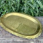 Large Hand-Etched Brass Offering Tray