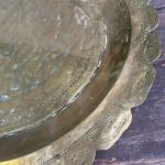 Large Hand-Etched Brass Offering Tray