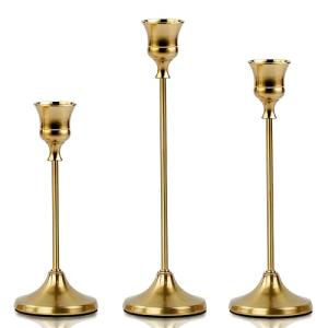 Gold Brass Candle Holders Set for Stylish Decor