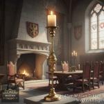 Elegant Tall Antique Gold Silver Candle Holder