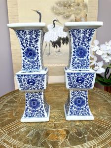 Blue & White Porcelain Candle Holders for Rituals