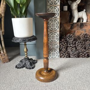 Tall Vintage Wooden Candle Holder for Rituals