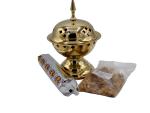 Brass Incense Burner Set with Frankincense & Charcoal