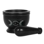 Triple Moon Soapstone Mortar & Pestle for Rituals