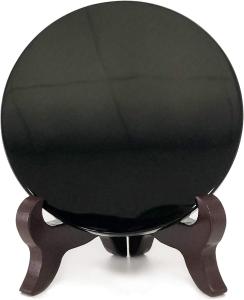 Black Obsidian Scrying Mirror with Stand