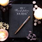 Black Velvet Manifestation Journal with Amethyst Pen