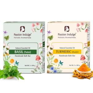 Ayurvedic Handmade Soap Set: Turmeric & Basil