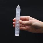 Large Engraved Selenite Wand for Healing Rituals