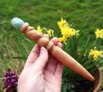 Beech Wood Wand with Green Aventurine Crystal