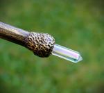 Pentagram Magic Wand with Aura Quartz