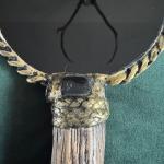 Obsidian Scrying Mirror with Braided Laurel Design