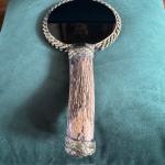 Obsidian Scrying Mirror with Braided Laurel Design