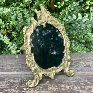 Ornate Brass Oval Scrying Mirror for Rituals