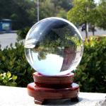 Clear Crystal Healing Sphere with Base for Decor