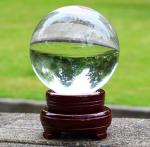 Clear Crystal Healing Sphere with Base for Decor