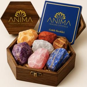 7 Chakra Healing Crystal Set with Wooden Box