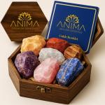 7 Chakra Healing Crystal Set with Wooden Box