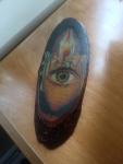 Mystical Eye Hand-Painted Wood Slice Wall Art