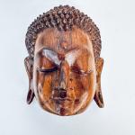 Wooden Buddha Head Wall Mask for Meditation