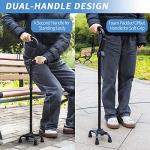 Kingpavonini Adjustable 4-Prong Walking Cane for Seniors