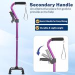 Purple Quad Cane with Curved Handle
