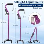 Purple Quad Cane with Curved Handle