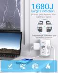 One Beat 1680J Surge Protector Power Strip & USB Ports
