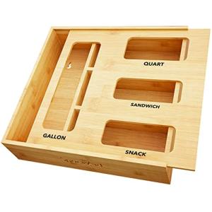 Bamboo Kitchen Drawer Bag Storage Organizer