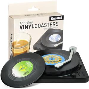 Funny Vinyl Record Coasters Set for Drink Lovers