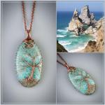 Amazonite Pendant Necklace - Unique Copper Jewelry