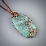 Amazonite Pendant Necklace - Unique Copper Jewelry