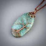 Amazonite Pendant Necklace - Unique Copper Jewelry