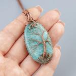 Amazonite Pendant Necklace - Unique Copper Jewelry
