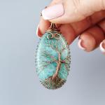 Amazonite Pendant Necklace - Unique Copper Jewelry