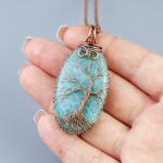 Amazonite Pendant Necklace - Unique Copper Jewelry