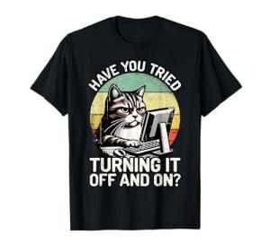 Funny Cat Tech Engineer T-Shirt for IT Fans